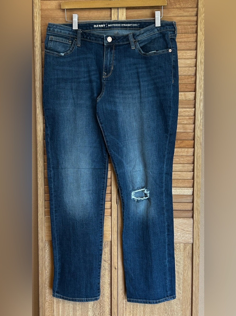 Womens Size 12 Regular Boyfriend Straight Stretch blue jeans